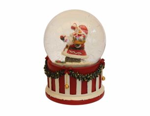 Boule à neige musicale Père Noël gâteau H14cm