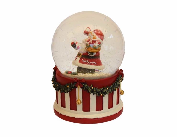 Boule à neige musicale Père Noël gâteau H14cm