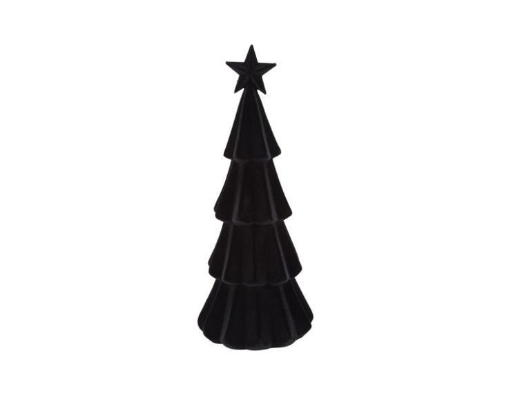Sapin décoratif noir floqué H 40 cm