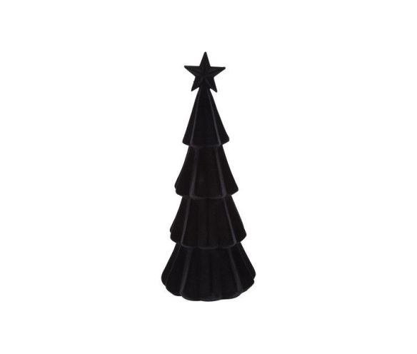 Sapin décoratif noir floqué velours étoile au sommet élégant moderne H40cm décoration Noël