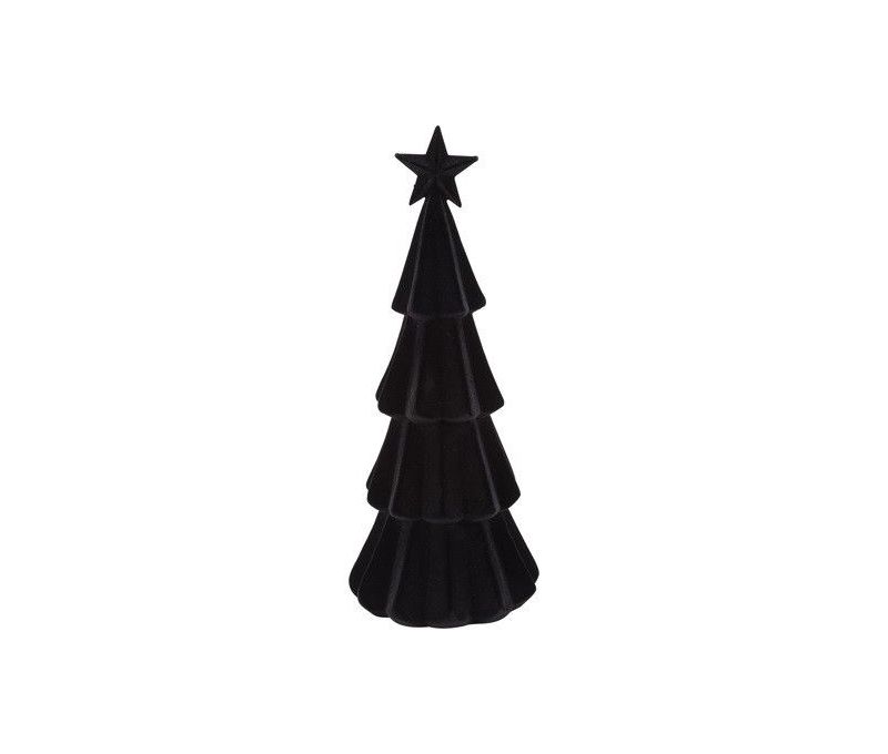 Sapin décoratif noir floqué velours étoile au sommet élégant moderne H40cm décoration Noël