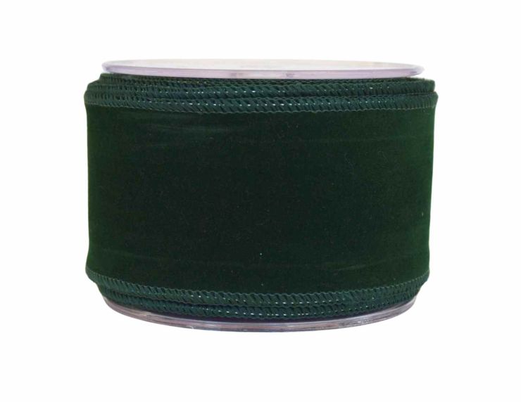 Ruban de Noël velours vert sapin H 7cm x 9m