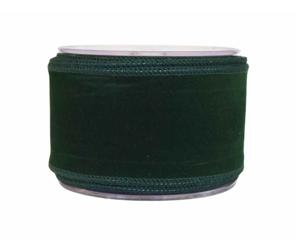 Ruban de Noël velours vert sapin H 7cm x 9m