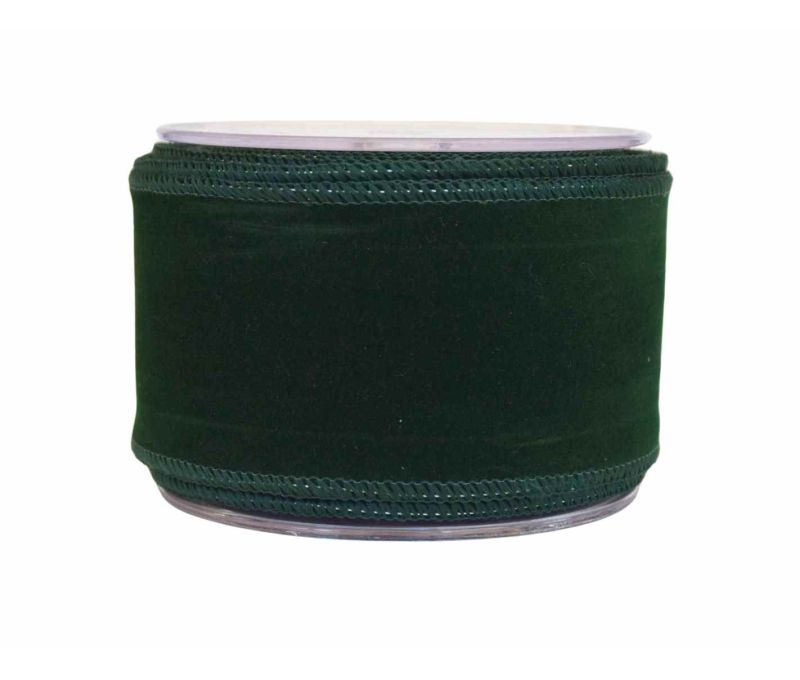 Ruban de Noël velours vert sapin H 7cm x 9m