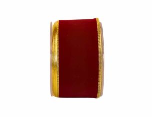 Ruban bordeaux velours bords dorés 7cm x 9m