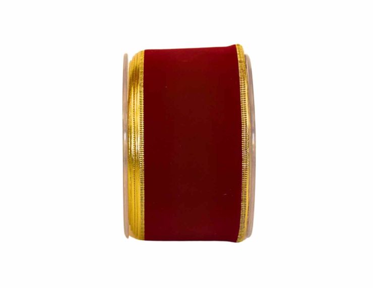 Ruban bordeaux velours bords dorés 7cm x 9m