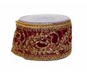 Voir la slide Ruban de Noël bordeaux brodé motif floral doré sequins largeur 8cm 4,5m
