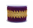 Voir la slide Ruban velours violet galon doré brodé bords métalliques 10cm x 4,5m