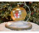 Voir la slide Photophore boule de Noël verre soufflé peint main bonhomme pain d'épices cadeau flocons dorés D15cm