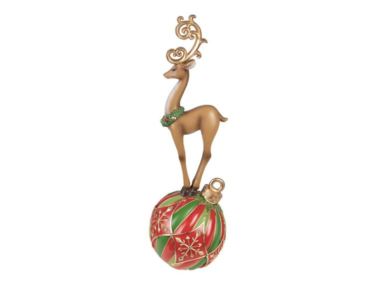 Décoration cerf de Noël LED rouge et vert H43 cm