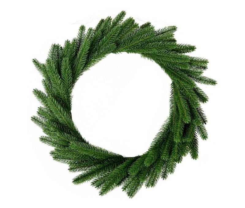 Artificial green pine wreath dense branches flexible structure Ø63cm