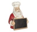 Voir la slide Figurine résine Père Noël cuisinier toque blanche tablier rouge tableau noir H30cm