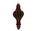 Voir la slide Suspension goutte verre velours bordeaux vert liserés dorés H15cm
