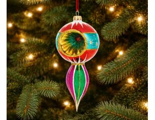 Suspension de Noël vintage goutte Aurora verre soufflé réflecteur rouge turquoise violet vert H19cm - Lilosquare