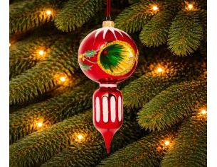 Goutte de Noël rouge vintage verre soufflé réflecteur houx H20cm - Lilosquare