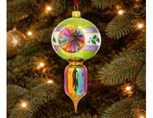 Goutte de Noël vintage verte et mauve verre soufflé réflecteur multicolore H19cm - Lilosquare