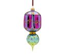 Voir la slide Suspension de Noël vintage verre soufflé mauve turquoise arabesques dorées H19cm - Lilosquare