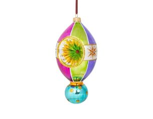 Goutte de Noël rétro verre soufflé olvale mauve vert turquoise réflecteur H19cm - Lilosquare