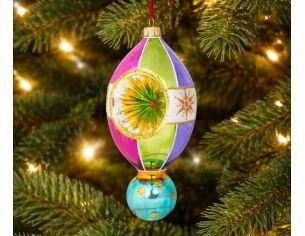 Goutte de Noël rétro verre soufflé olvale mauve vert turquoise réflecteur H19cm - Lilosquare