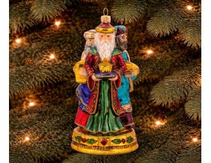 Suspension de Noël rois mages verre soufflé fait main peint rouge vert or H18cm - Lilosquare