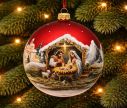 Voir la slide Boule de Noël crèche nativité verre soufflé rouge peint à la main Ø10cm - Lilosquare
