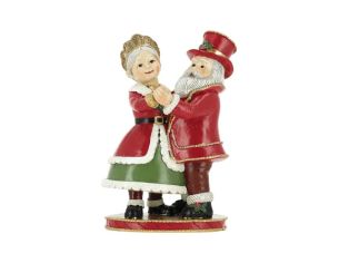 Figurine Noël Père Noël Mrs Santa dansant rouge vert or H20cm - Lilosquare