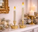 Voir la slide Bougie de Noël LED blanc or bougeoir doré flamme LED H32cm - Lilosquare