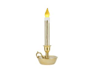 Bougie de Noël LED blanc or bougeoir doré flamme LED H32cm - Lilosquare