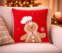 Voir la slide Coussin de Noël pain d'épices rouge Gustave sucette chapeau chef 37x37cm - Lilosquare