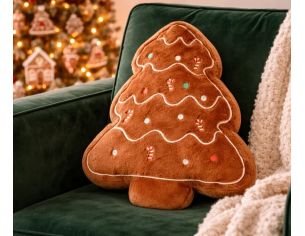 Coussin Noël forme sapin pain d'épices brun cannes à sucre 40x32cm - Lilosquare
