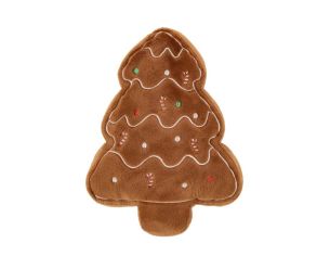 Coussin Noël forme sapin pain d'épices brun cannes à sucre 40x32cm - Lilosquare