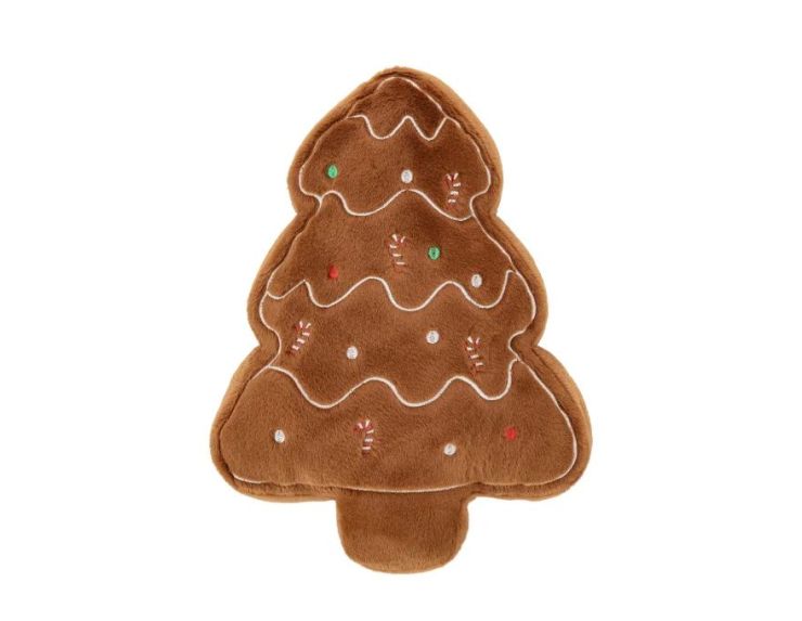 Coussin Noël forme sapin pain d'épices brun cannes à sucre 40x32cm - Lilosquare