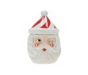 Voir la slide Boîte à biscuits Père Noël céramique rouge blanc chapeau rayé H26cm - Lilosquare