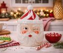 Voir la slide Boîte à biscuits Père Noël céramique rouge blanc chapeau rayé H26cm - Lilosquare