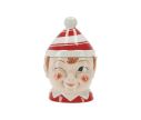 Voir la slide Boîte à biscuits lutin elfe céramique rouge blanc chapeau rayé clin d'œil H26cm - Lilosquare