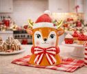 Voir la slide Boîte à biscuits renne céramique chapeau rouge bois dorés nœud rayé H21cm - Lilosquare