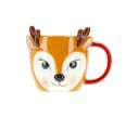 Voir la slide Mug de Noël renne céramique bois relief anse rouge yeux bleus - Lilosquare