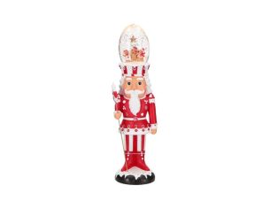 Figurine Noël casse-noisette rouge blanc boule neige tournante LED H49cm - Lilosquare