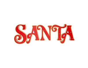 Enseigne murale Noël SANTA LED rouge or bois métal lettres 91x30cm - Lilosquare