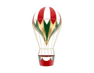 Décoration Noël montgolfière métal rouge vert blanc or nacelle H76cm - Lilosquare