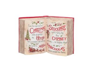 Décoration Noël livre ouvert poème Twas Night Before Christmas rouge 27x19cm - Lilosquare