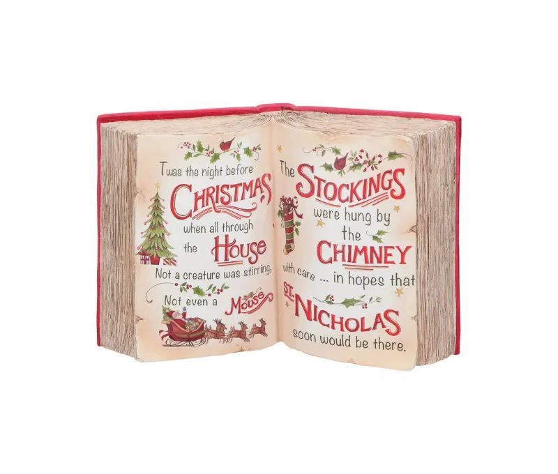 Décoration Noël livre ouvert poème Twas Night Before Christmas rouge 27x19cm - Lilosquare