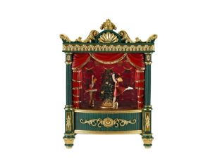 Boîte à musique théâtre ballet Noël vert or danseurs tournants LED rideau rouge - Lilosquare