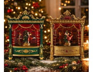 Boîte à musique théâtre ballet Noël or rouge danseurs tournants LED rideau rouge - Lilosquare