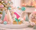 Voir la slide Figurine Noël Père Noël rose fuchsia turquoise cadeau doré boule 22cm - Lilosquare