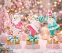 Voir la slide Figurine Noël Père Noël rose blanc cadeau doré boule rose rayée 22cm - Lilosquare