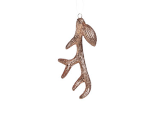 Suspension pour votre sapin de Noël, ramure de renne cuivré scintillante. Hauteur 15 cm.