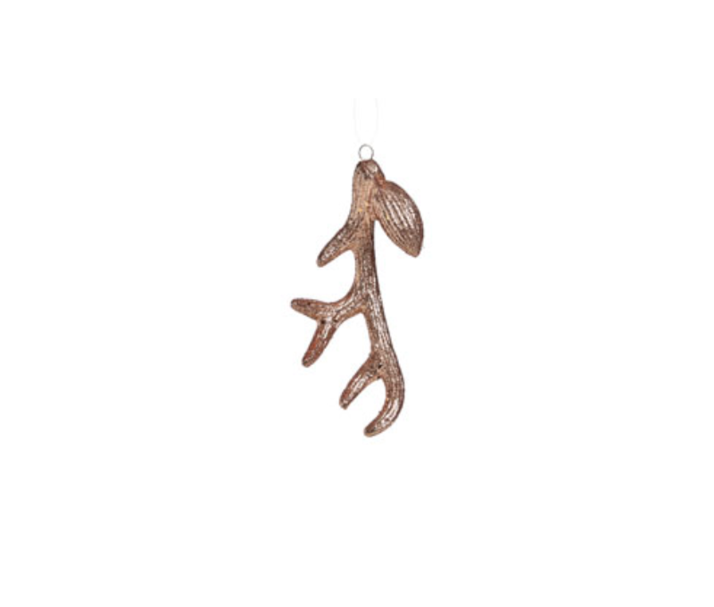 Suspension pour votre sapin de Noël, ramure de renne cuivré scintillante. Hauteur 15 cm.