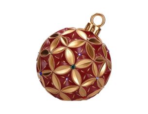 Grande boule Noël LED rouge bordeaux or motif floral strass décoratif Ø30cm - Lilosquare