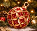 Voir la slide Grande boule Noël LED rouge bourdeaux or motif floral strass décoratif H29cm - Lilosquare